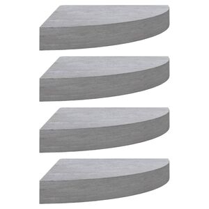 vidaXL Mensole Angolari 4 pz Grigio Cemento 35x35x3,8 cm in MDF