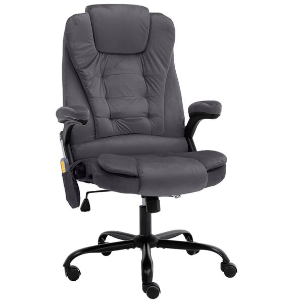 vidaXL Sedia da Ufficio Massaggiante Grigio Scuro in Velluto