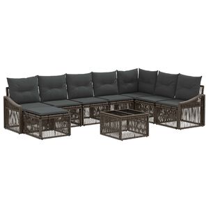 vidaXL Set Divano da Giardino 9 pz Grigio polyrattan
