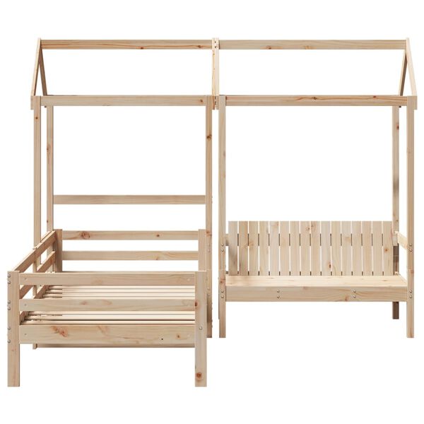 vidaXL Set Dormeuse e Panca con Tetto 90x200cm Legno Massello di Pino