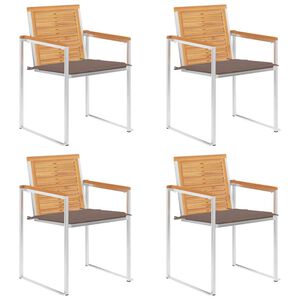 vidaXL Sedie da Giardino con Cuscini 4 pz in Legno Massello di Teak