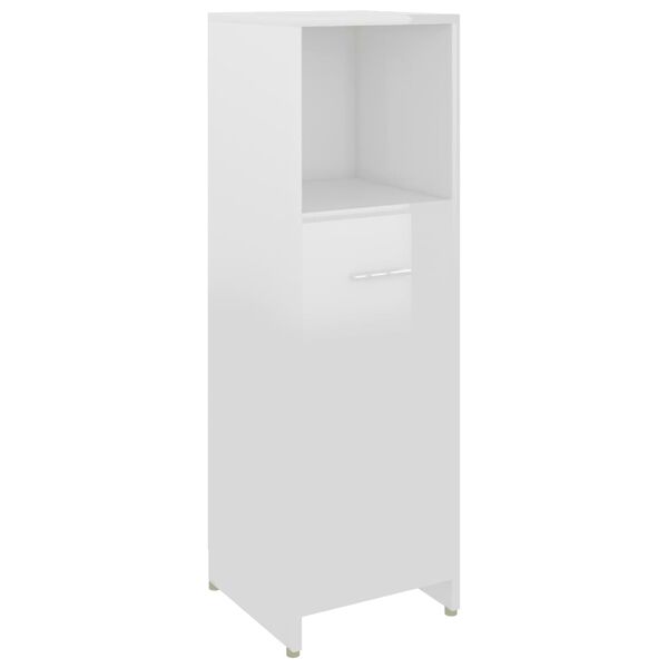 vidaXL Mobile da Bagno Bianco Lucido 30x30x95 cm in Legno Multistrato