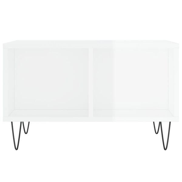 vidaXL Tavolino Salotto Bianco Lucido 60x50x36,5 cm Legno Multistrato