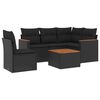 vidaXL Set Divano da Giardino 6 pz con Cuscini Nero in Polyrattan