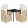 vidaXL Set da Pranzo da Giardino 5 pz con Cuscini Beige in Polyrattan