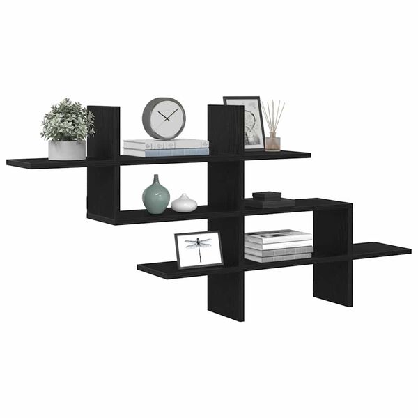 vidaXL Scaffale a Parete Rovere Nero 124,5x18x60,5 cm in Truciolato