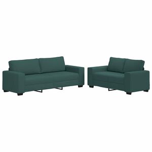 vidaXL Set di Divani 2 pz con Cuscini Verde scuro in Tessuto
