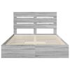 vidaXL Letto con Contenitore con testiera Grigio Sonoma 150 x 200 cm