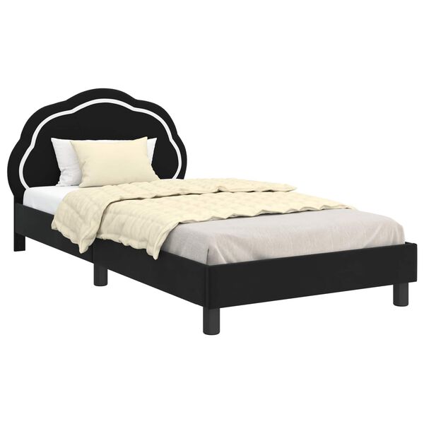vidaXL Struttura letto bambini con testata Nero 80 x 200 cm Velluto
