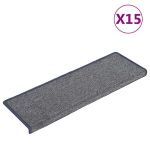 vidaXL Tappetini per scale 15 pz 65x21x4 cm Grigio chiaro e blu con bordo rettangolare