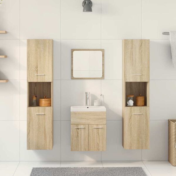 vidaXL Set Mobili da Bagno 5 pz Rovere Sonoma in Legno Multistrato