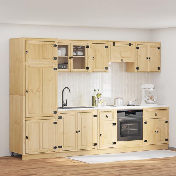 vidaXL Armadietto con cassetto SKI 9 pcs Marrone Miele Pino massello