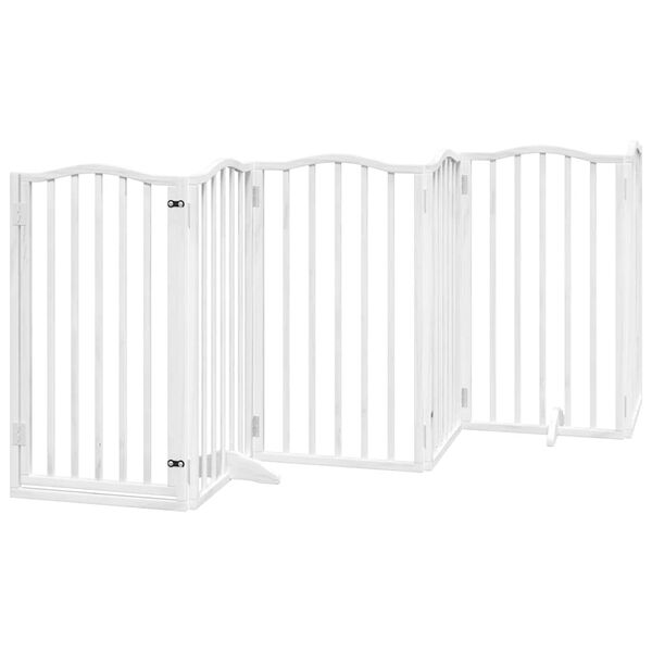 vidaXL Cancello Cani Porta Pieghevole Bianco 9 Pannelli 450 cm Pioppo