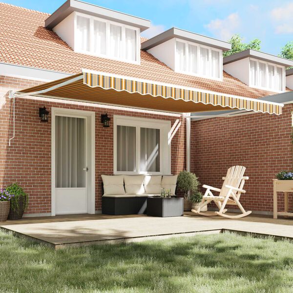 vidaXL Tenda Retrattile Multicolore 450 &times; 300 cm Poliestere e Metallo