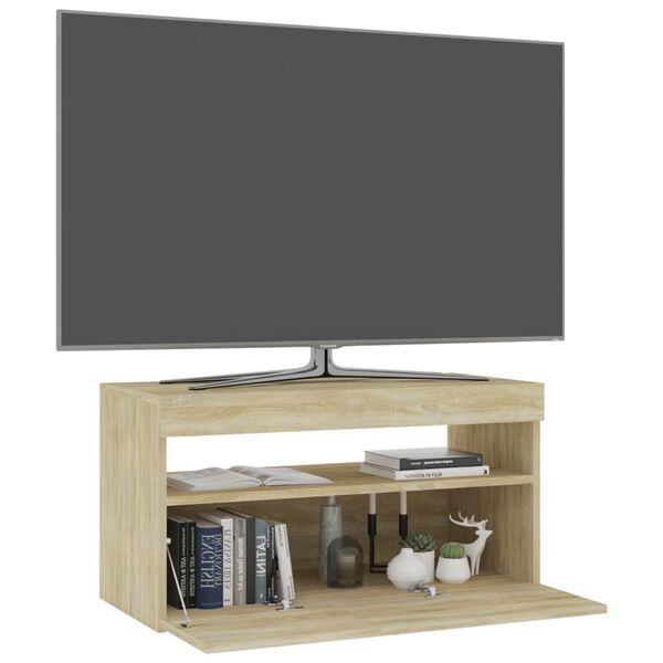 vidaXL Mobile Porta TV con Luci LED Rovere Sonoma 60x35x40 cm