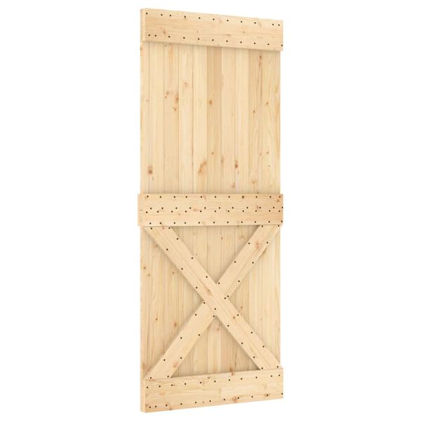 vidaXL Porta Scorrevole con Set Hardware 80x210 cm Legno Massello Pino