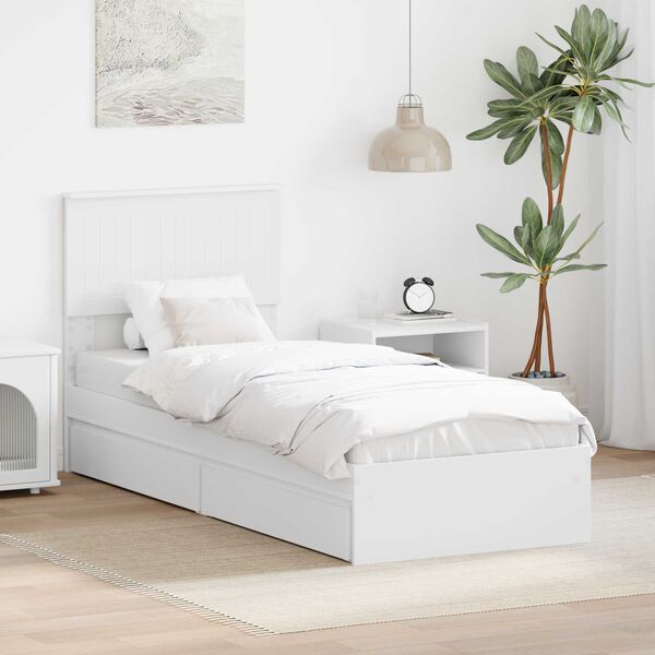 vidaXL Letto con Contenitore Bianco 75 x 190 cm Legno multistrato