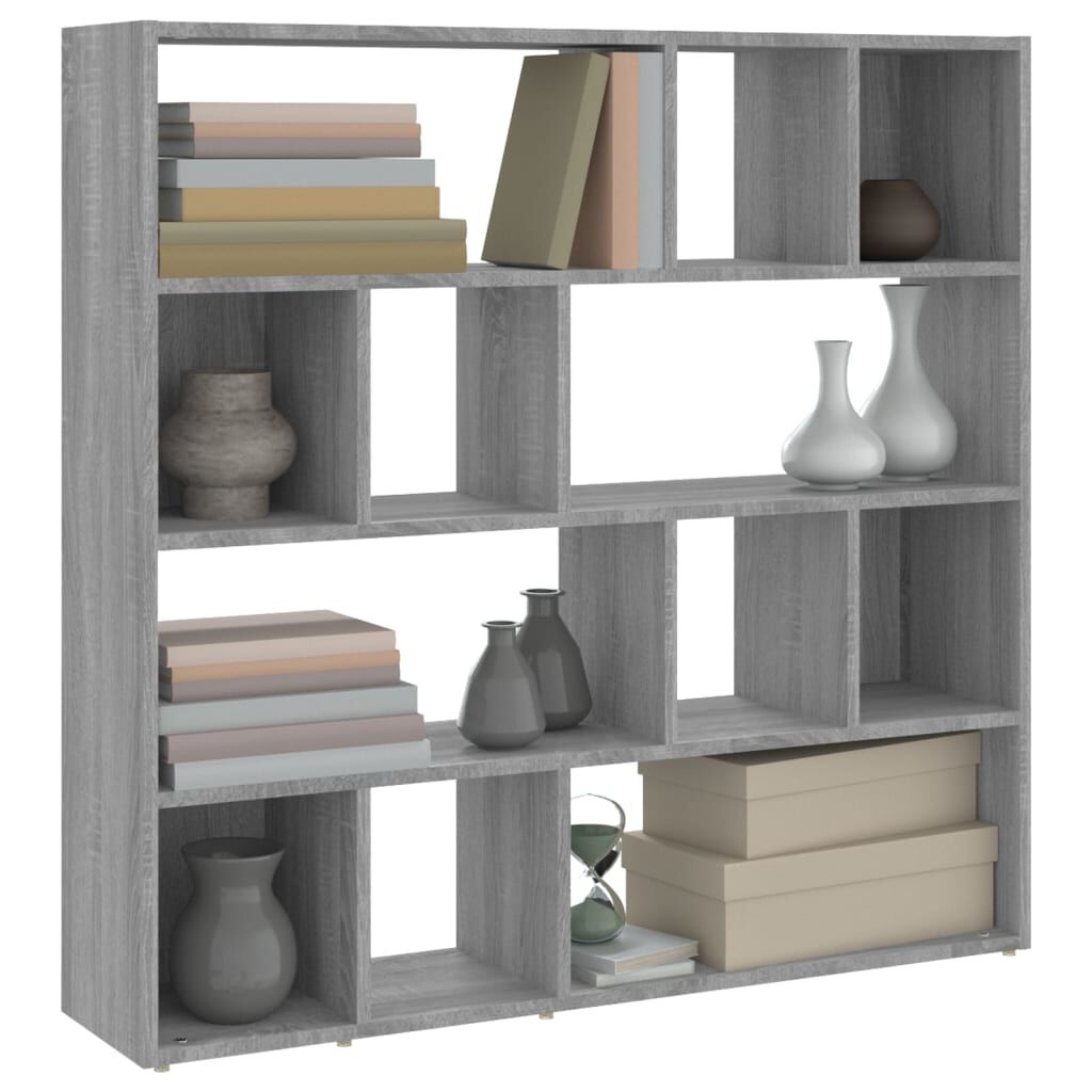 Libreria Divisorio VidaXL Grigio Cemento 100x24x94 Cm - 3 Ripiani, Legno Multistrato Resistente | Per Soggiorno, Ufficio O Come Separé - Foto 7