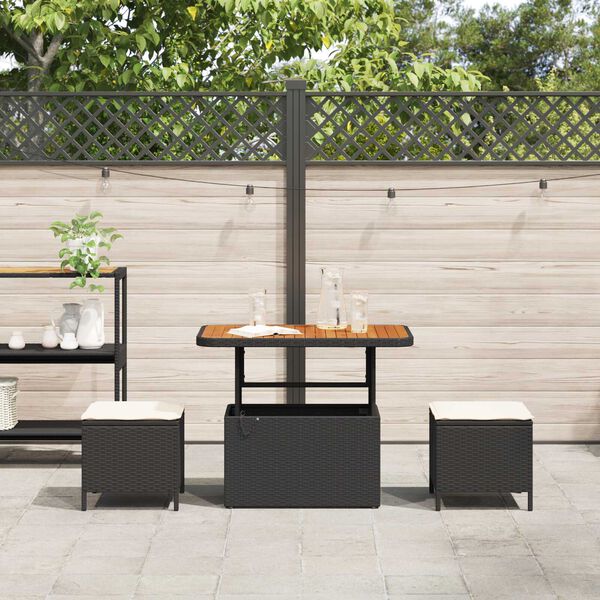 vidaXL Set da Pranzo per Giardino Nero Poly Rattan