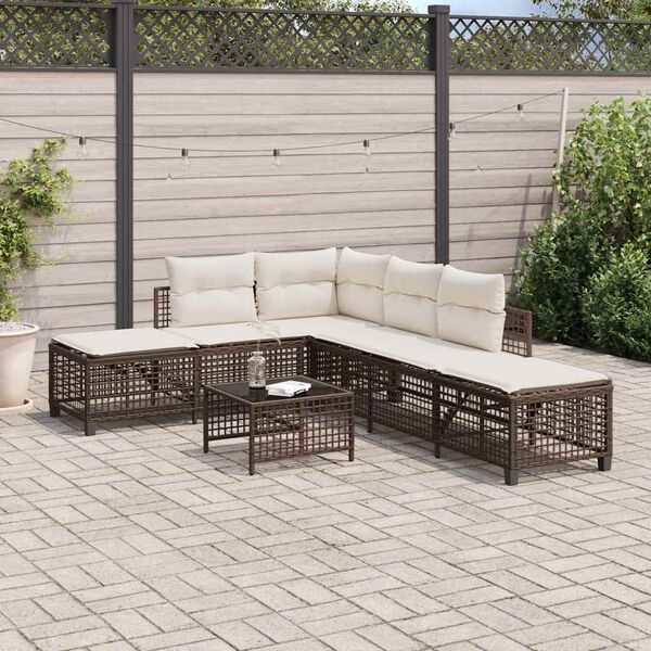 vidaXL Set Divani ad Angolo 3 pz con Cuscini in Polyrattan Marrone