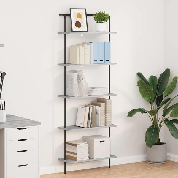 vidaXL Libreria Grigio Sonoma 60 x 24 x 168 cm Legno multistrato