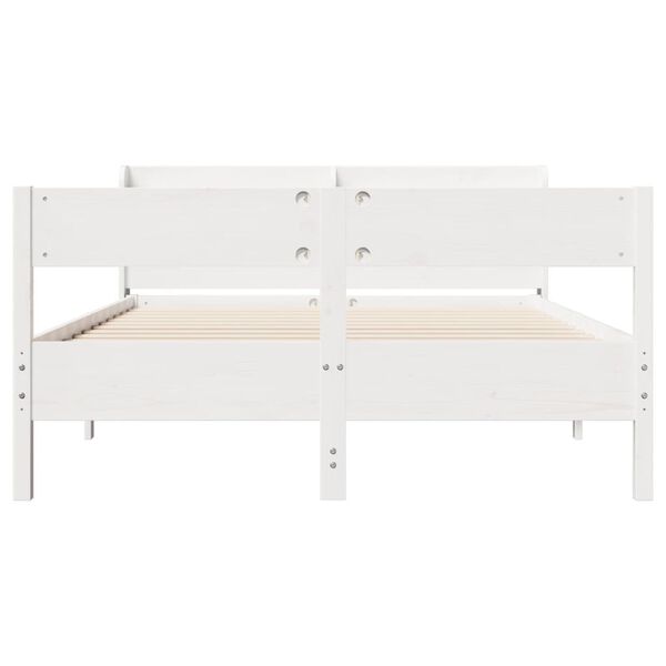 vidaXL Letto senza Materasso Bianco 160x200 cm Legno Massello di Pino
