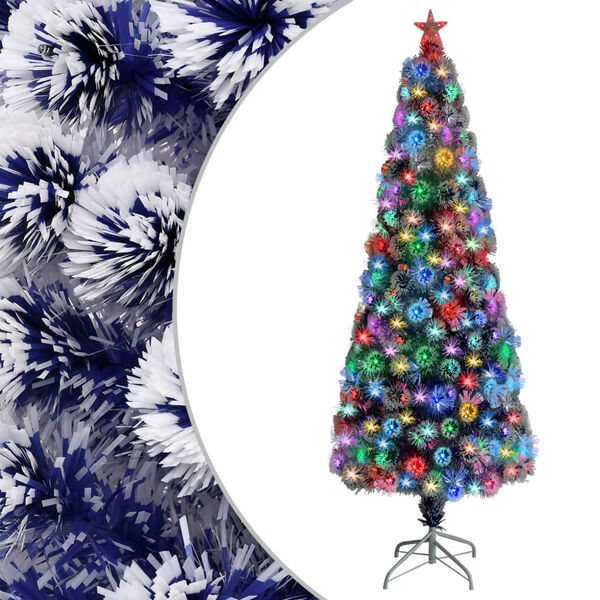 vidaXL Albero Natale Preilluminato Bianco e Blu 210 cm in Fibra Ottica