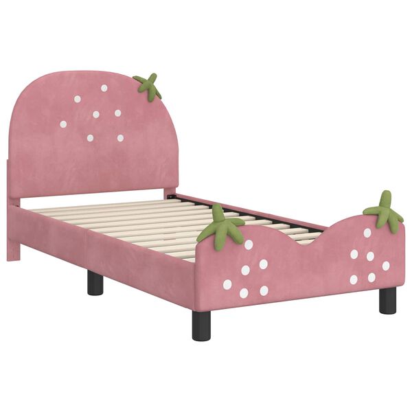 vidaXL Struttura letto bambini con testata Rosa 80 x 160 cm Velluto