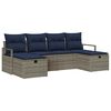 vidaXL Set di divani con cuscino 6 pcs Grigio e Blu Navy polyrattan