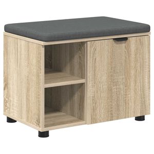 vidaXL Panca per ingresso con cuscino Rovere Sonoma 60 x 38 x 46 cm