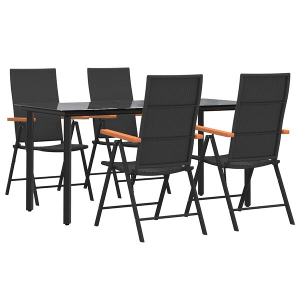 vidaXL Set da Pranzo da Giardino 5 pz Nero e Marrone in Polyrattan