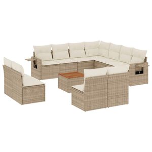 vidaXL Set Divani da Giardino 12 pz con Cuscini Beige in Polyrattan