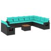 vidaXL Set Divani da Giardino 11 pz con Cuscini Nero in Polyrattan