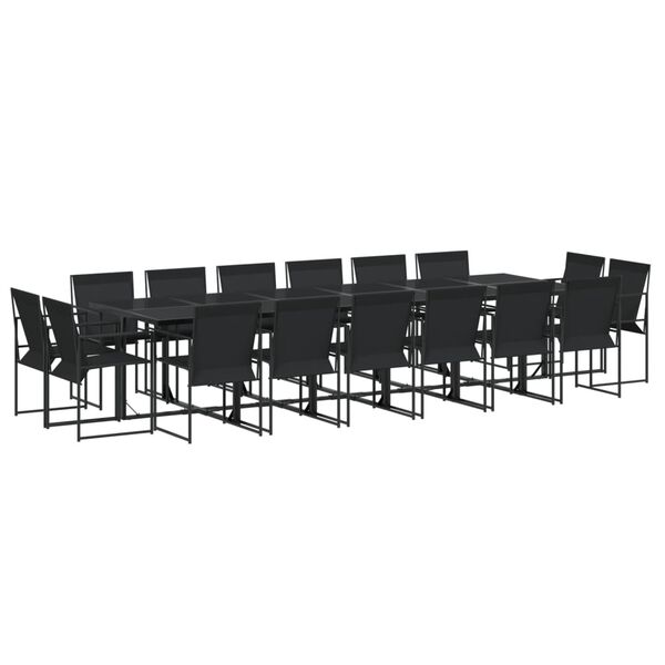 vidaXL Set da Pranzo da Giardino 17 pz Nero in Textilene