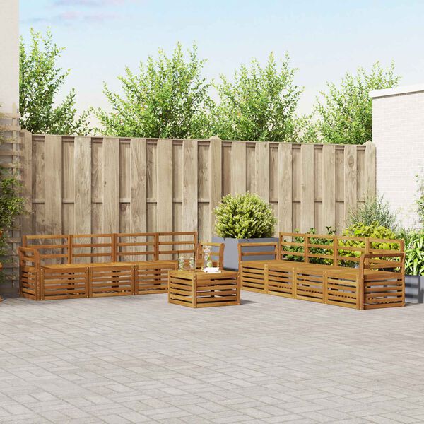 vidaXL Set divani 9 pcs Naturale Legno di Acacia Massello