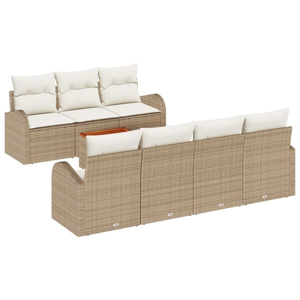 vidaXL Set Divano da Giardino con cuscino 8 pcs Beige polyrattan