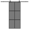 vidaXL Porta Scorrevole Set Ferramenta Nera 90x205 cm Vetro Temperato
