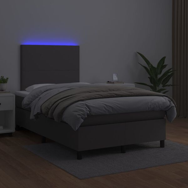 vidaXL Giroletto Molle con Materasso e LED Grigio 120x200cm Similpelle