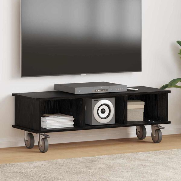 vidaXL Supporto TV Rovere Nero 100 x 35 x 35 cm Legno multistrato