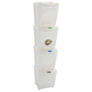 vidaXL Contenitori Impilabili Rifiuti 4 pz Bianco 100 L Polipropilene