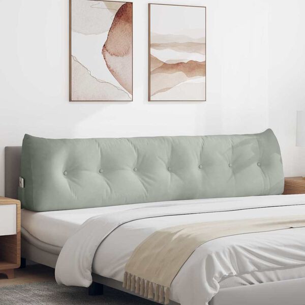 vidaXL Cuscino per Schiena Grigio chiaro 200 x 24 x 50 cm Velluto