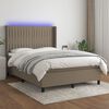 vidaXL Letto a Molle con Materasso e LED Tortora 140x190 cm in Tessuto