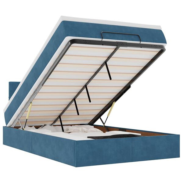 vidaXL Pouf Letto con Materasso Blu Scuro 120x190 cm Velluto