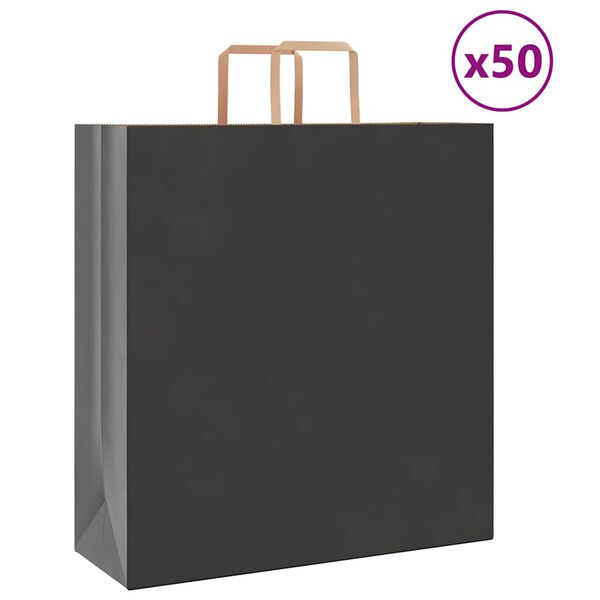 vidaXL Sacchetti di Carta 50 pz con Manici Neri 45x17x48 cm