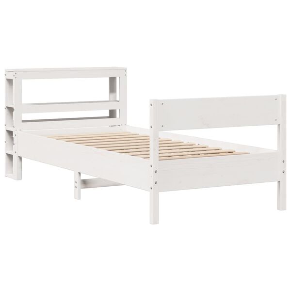 vidaXL Letto senza Materasso Bianco 75x190 in Legno Massello di Pino