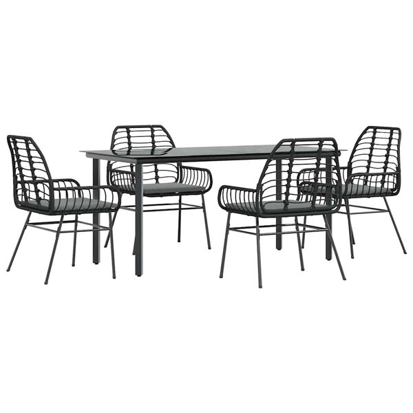 vidaXL Set da Pranzo da Giardino con Cuscini 5 pz Polyrattan Vetro