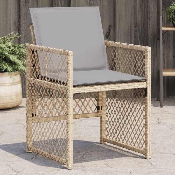 vidaXL Sedie da Giardino con Cuscini 4 pz Beige Misto in Polyrattan