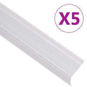 vidaXL Profili a L per Gradini 5 pz in Alluminio 100 cm Argento