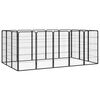 vidaXL Box Cani 16 Pannelli Nero 50x100 cm Acciaio Verniciato Polvere