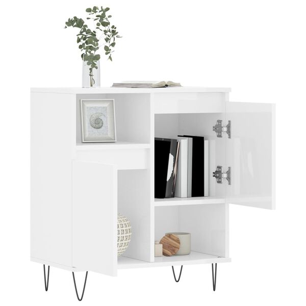 vidaXL Credenza Bianco Lucido 60x35x70 cm in Legno Multistrato